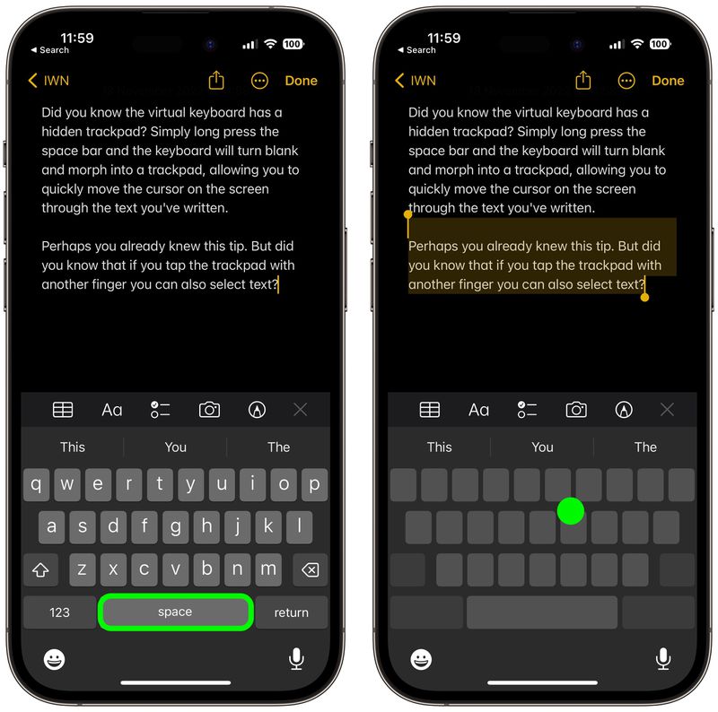 Hướng dẫn tăng tốc độ soạn thảo văn bản với Trackpad ẩn của iPhone